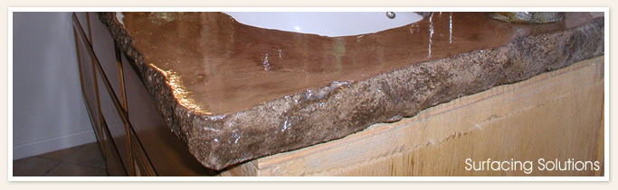 Rustic look with rough edge concrete countertop