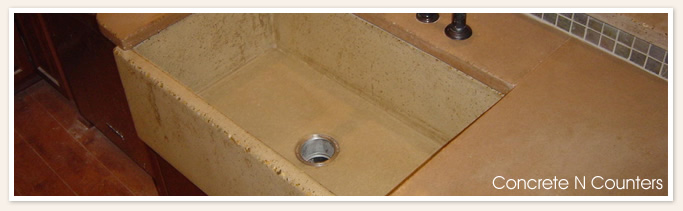 Rustic looking concrete countertop and sink