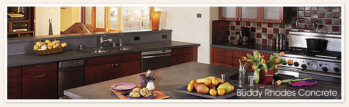 Custom kitchen concrete countertop with island