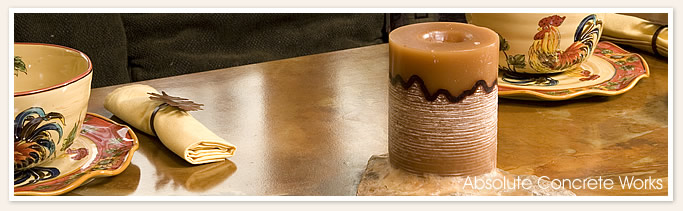 Aged look concrete countertop with table settings