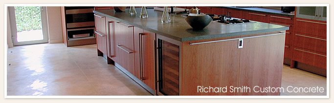 Concrete countertop kitchen island